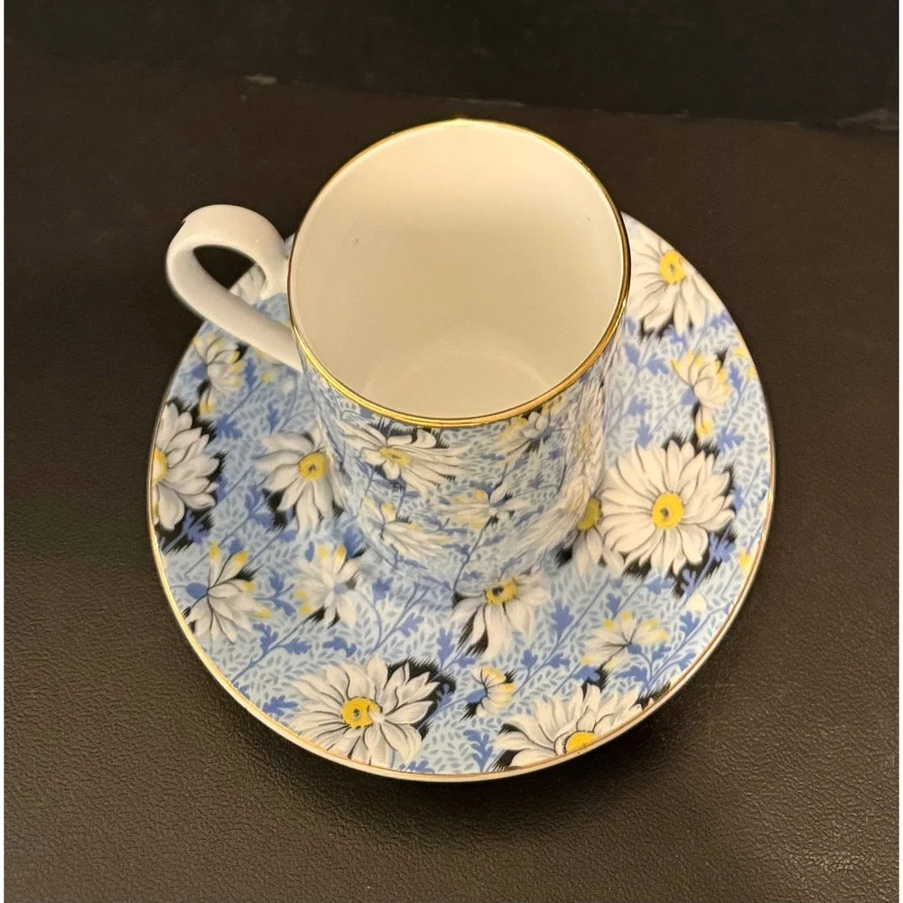 Royal Albert Coffee Tea Cup Saucer Lady Jane Blue White Daisy Bone China England